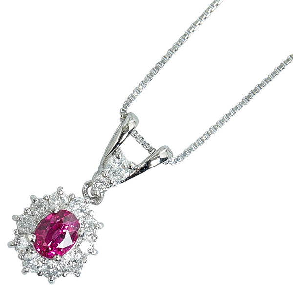 Pt850 プラチナ ルビー0.65ct ダイヤ0.36ct ペンダントネックレス レディース 【中古】