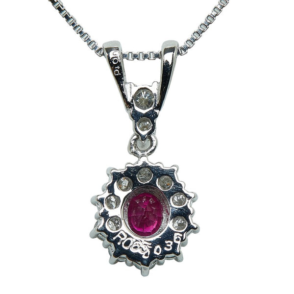 Pt850 プラチナ ルビー0.65ct ダイヤ0.36ct ペンダントネックレス レディース 【中古】