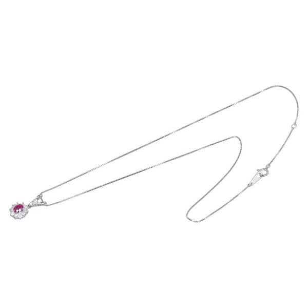 Pt850 プラチナ ルビー0.65ct ダイヤ0.36ct ペンダントネックレス レディース 【中古】