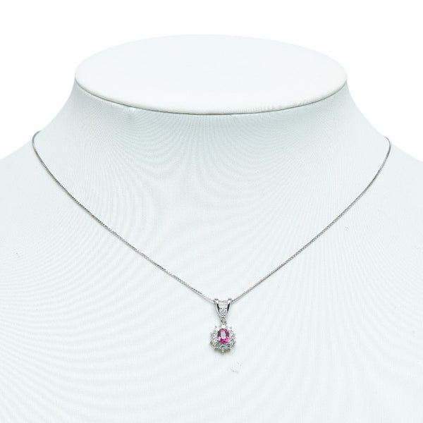 Pt850 プラチナ ルビー0.65ct ダイヤ0.36ct ペンダントネックレス レディース 【中古】