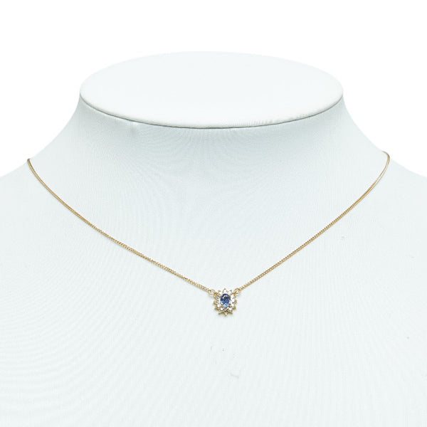 K18YG イエローゴールド サファイア0.38ct ダイヤ0.17ct ペンダントネックレス レディース 【中古】