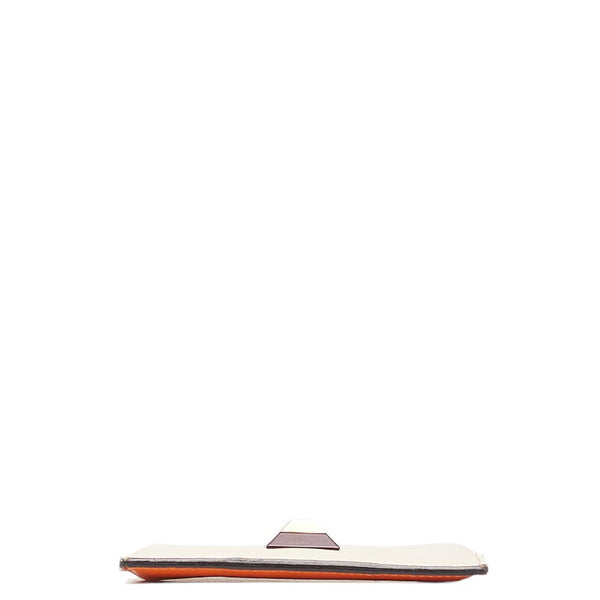 フェンディ スタッズ バイカラー カードケース パスケース 8M0269 オレンジ ベージュ レザー レディース FENDI 【中古】