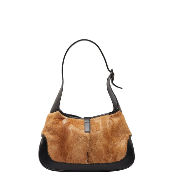 グッチ ジャッキー ワンショルダーバッグ 001 3635 1781 ブラウン ブラック ハラコ レザー レディース GUCCI 【中古】