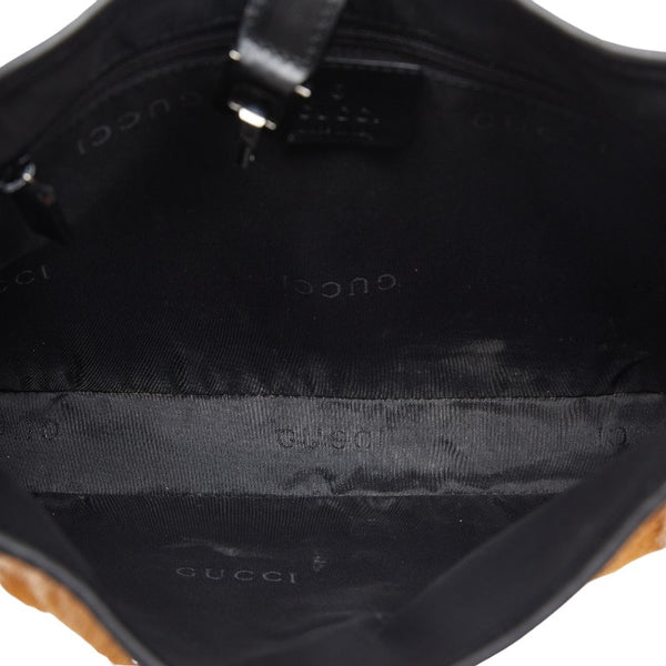 グッチ ジャッキー ワンショルダーバッグ 001 3635 1781 ブラウン ブラック ハラコ レザー レディース GUCCI 【中古】