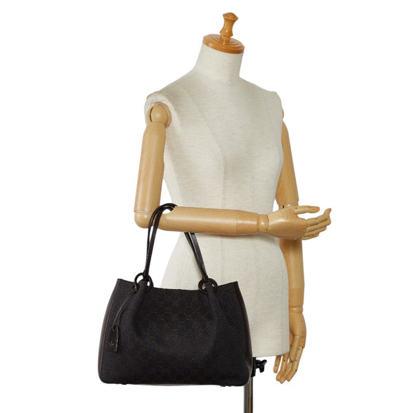 グッチ GGキャンバス ハンドバッグ トートバッグ 101919 ブラウン キャンバス レザー レディース GUCCI 【中古】