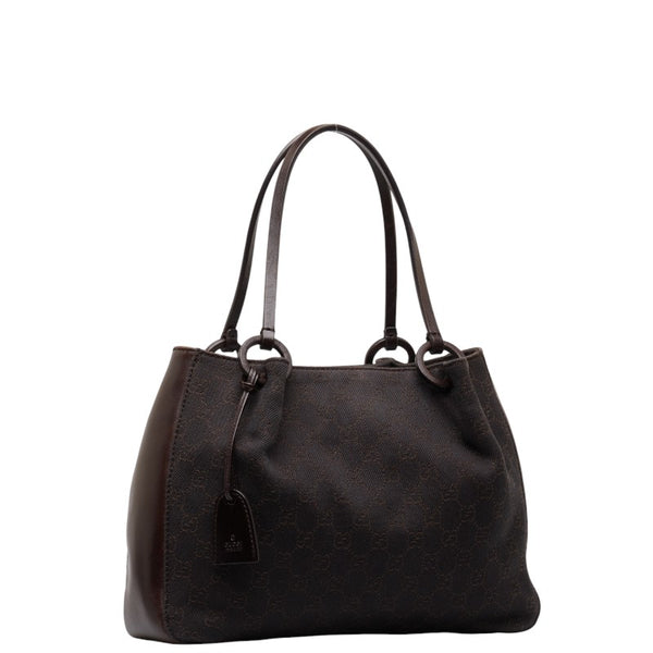 グッチ GGキャンバス ハンドバッグ トートバッグ 101919 ブラウン キャンバス レザー レディース GUCCI 【中古】
