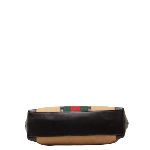 グッチ シェリーライン ハンドバッグ トートバッグ 0021119 ベージュ ブラウン キャンバス レザー レディース GUCCI 【中古】