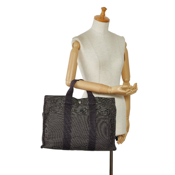 エルメス エールラインMM ハンドバッグ トートバッグ グレー キャンバス レディース HERMES 【中古】