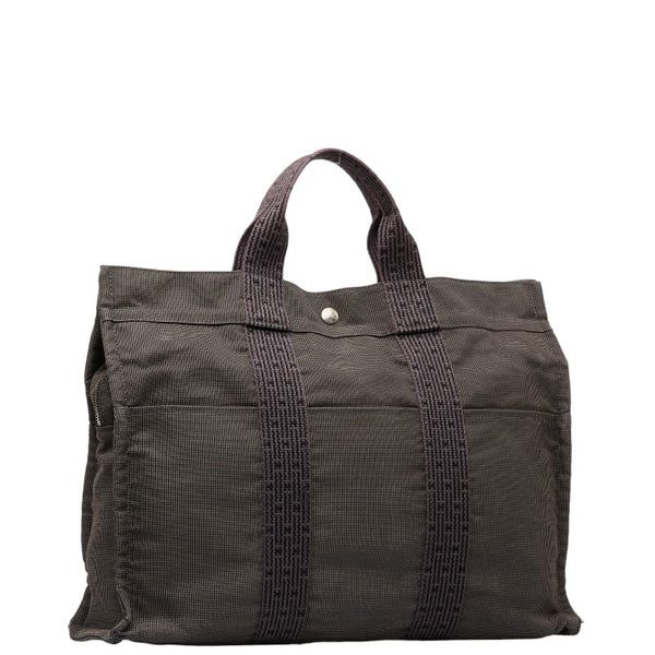 エルメス エールラインMM ハンドバッグ トートバッグ グレー キャンバス レディース HERMES 【中古】