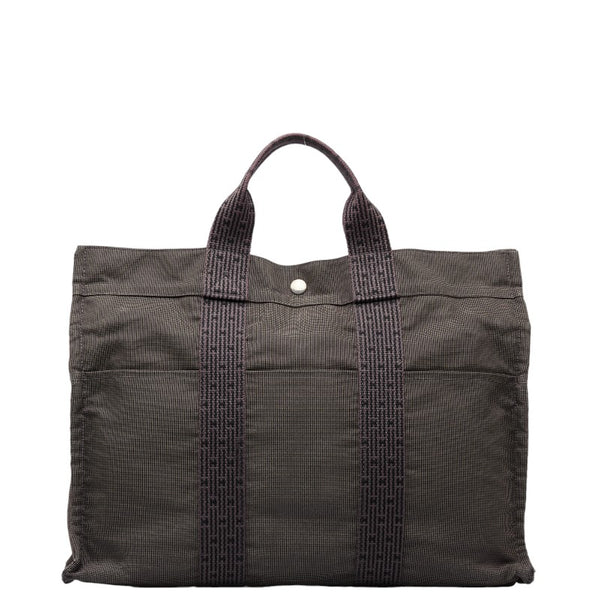 エルメス エールラインMM ハンドバッグ トートバッグ グレー キャンバス レディース HERMES 【中古】