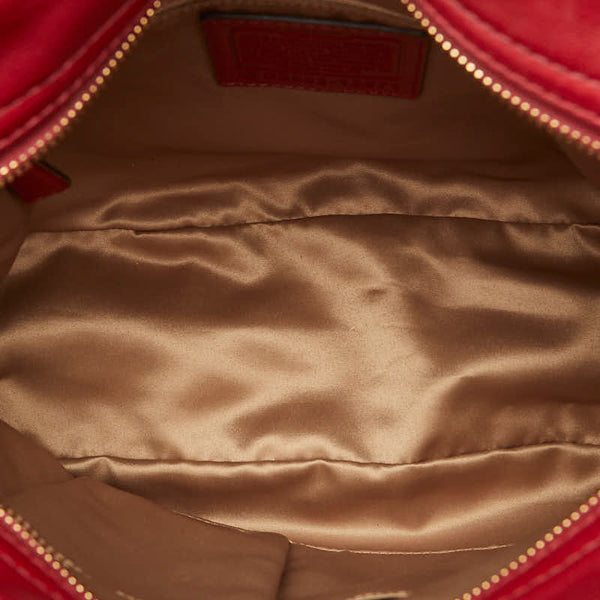 コーチ ワンショルダーバッグ ハンドバッグ レッド ゴールド レザー レディース COACH 【中古】