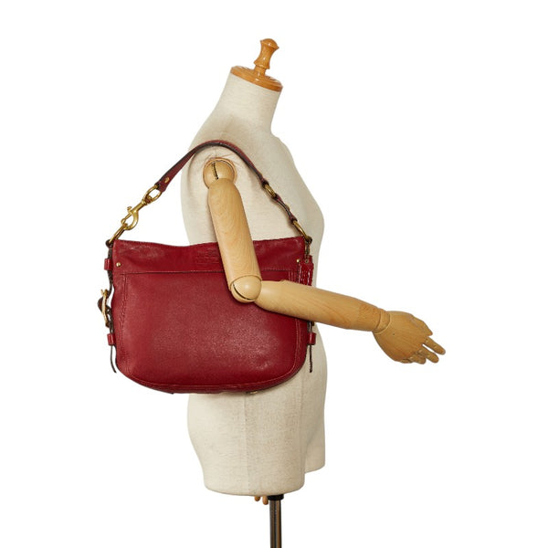 コーチ ワンショルダーバッグ ハンドバッグ レッド ゴールド レザー レディース COACH 【中古】