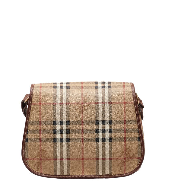 バーバリー ノバチェック シャドーホース 斜め掛け ショルダーバッグ ベージュ ブラウン PVC レザー レディース BURBERRY 【中古】