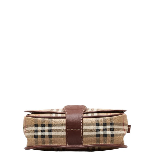 バーバリー ノバチェック シャドーホース 斜め掛け ショルダーバッグ ベージュ ブラウン PVC レザー レディース BURBERRY 【中古】