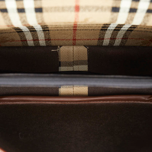 バーバリー ノバチェック シャドーホース 斜め掛け ショルダーバッグ ベージュ ブラウン PVC レザー レディース BURBERRY 【中古】
