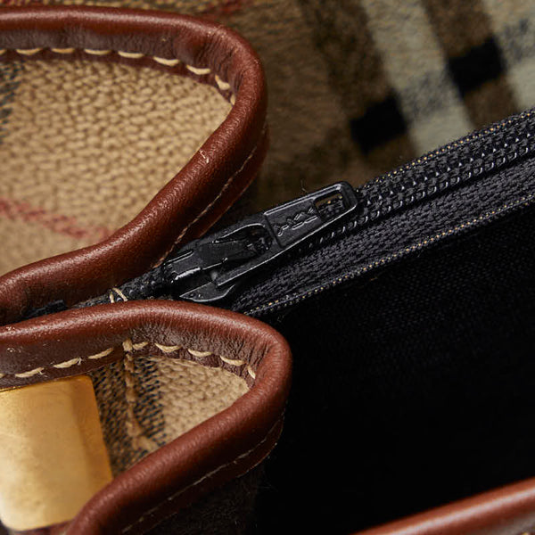 バーバリー ノバチェック シャドーホース 斜め掛け ショルダーバッグ ベージュ ブラウン PVC レザー レディース BURBERRY 【中古】