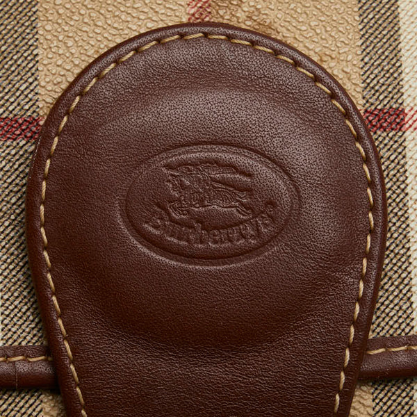 バーバリー ノバチェック シャドーホース 斜め掛け ショルダーバッグ ベージュ ブラウン PVC レザー レディース BURBERRY 【中古】