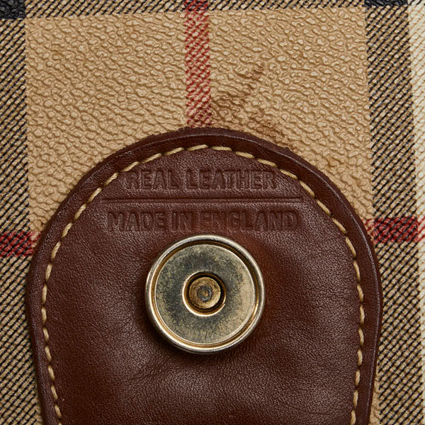 バーバリー ノバチェック シャドーホース 斜め掛け ショルダーバッグ ベージュ ブラウン PVC レザー レディース BURBERRY 【中古】