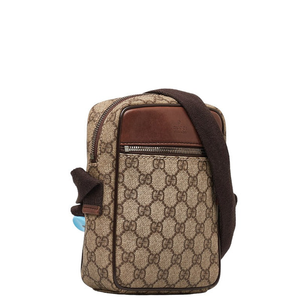 グッチ GGスプリーム 斜め掛け ショルダーバッグ 101680 ブラウン ベージュ PVC レザー レディース GUCCI 【中古】