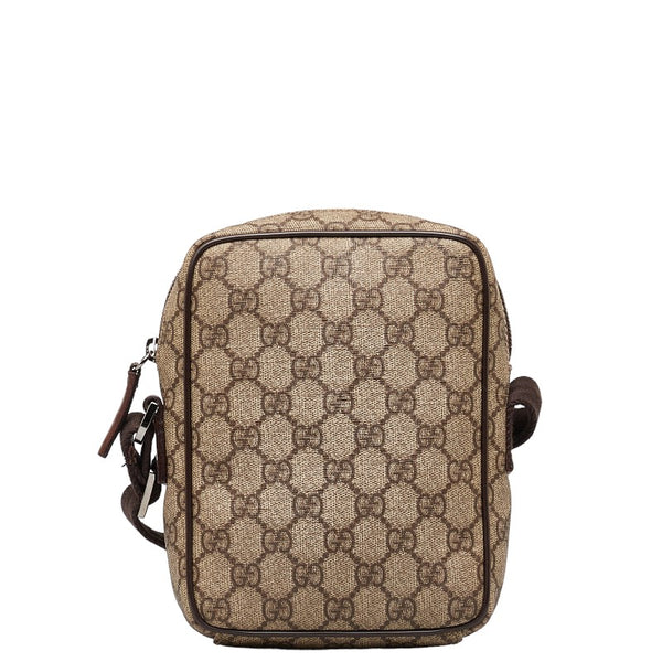 グッチ GGスプリーム 斜め掛け ショルダーバッグ 101680 ブラウン ベージュ PVC レザー レディース GUCCI 【中古】