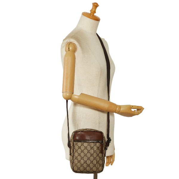 グッチ GGスプリーム 斜め掛け ショルダーバッグ 101680 ブラウン ベージュ PVC レザー レディース GUCCI 【中古】