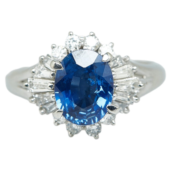 Pt900 プラチナ サファイア1.76ct ダイヤ0.50ct リング 指輪 レディース 10.5号 【中古】
