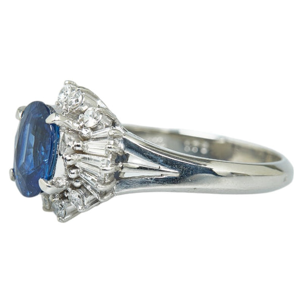 Pt900 プラチナ サファイア1.76ct ダイヤ0.50ct リング 指輪 レディース 10.5号 【中古】