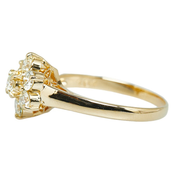 K18YG イエローゴールド ダイヤ1.04ct フラワー 花 モチーフ リング 指輪 レディース 15号 【中古】