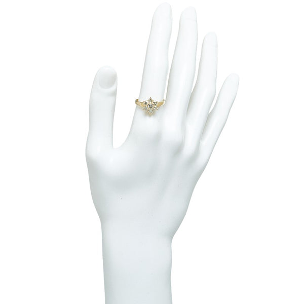K18YG イエローゴールド ダイヤ1.04ct フラワー 花 モチーフ リング 指輪 レディース 15号 【中古】