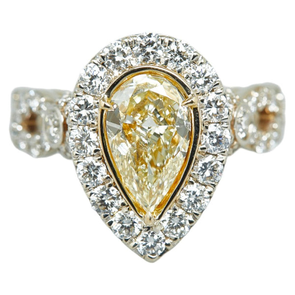 K18YG イエローゴールド ダイヤ1.50ct ダイヤ ティアドロップ モチーフ メレダイヤ リング 指輪 レディース 13号 【中古】