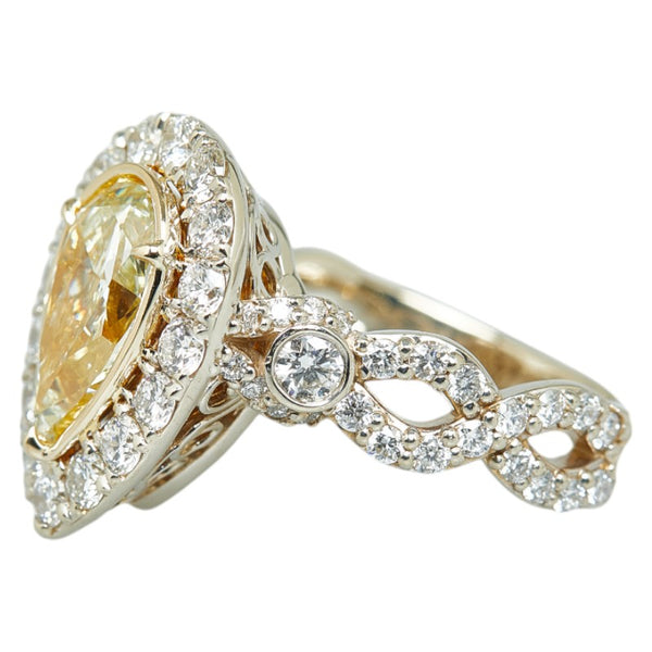 K18YG イエローゴールド ダイヤ1.50ct ダイヤ ティアドロップ モチーフ メレダイヤ リング 指輪 レディース 13号 【中古】