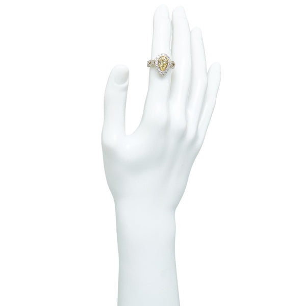 K18YG イエローゴールド ダイヤ1.50ct ダイヤ ティアドロップ モチーフ メレダイヤ リング 指輪 レディース 13号 【中古】