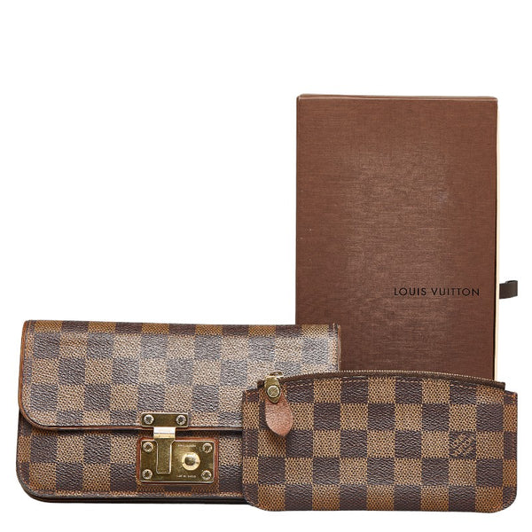 ルイ ヴィトン ダミエ ポルトフォイユ アスコット 長財布 N63171 エベヌ ブラウン PVC レディース LOUIS VUITTON 【中古】