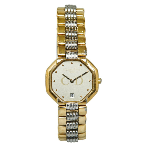 クリスチャンディオール オクタゴン 腕時計 48.153 クオーツ グレー文字盤 メッキ ステンレススチール レディース Christian Dior 【中古】