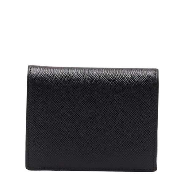 プラダ サフィアーノ 二つ折り財布 1MV204 ブラック ゴールド レザー レディース PRADA 【中古】