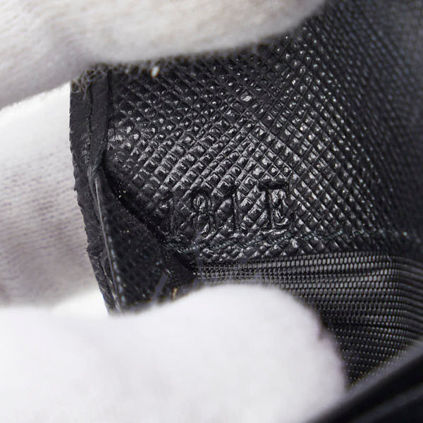 プラダ サフィアーノ 二つ折り財布 1MV204 ブラック ゴールド レザー レディース PRADA 【中古】
