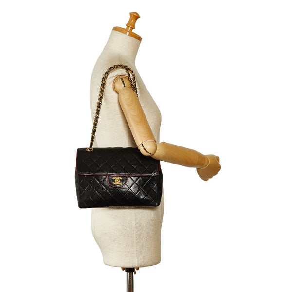 シャネル マトラッセ ココマーク チェーンショルダーバッグ ブラック ゴールド レザー レディース CHANEL 【中古】