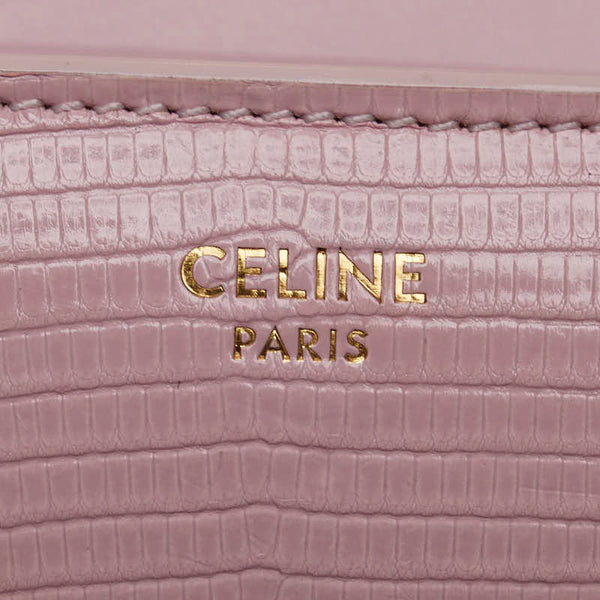 セリーヌ トリオンフ スモールウォレット 二つ折り財布 パステルローズ ピンク ゴールド リザード レザー レディース CELINE 【中古】