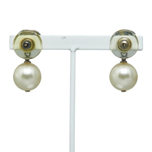 シャネル ココマーク ラインストーン フェイクパール ピアス シルバー ホワイト メタル レディース CHANEL 【中古】