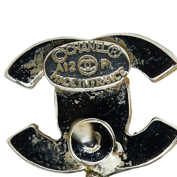 シャネル ココマーク ラインストーン フェイクパール ピアス シルバー ホワイト メタル レディース CHANEL 【中古】