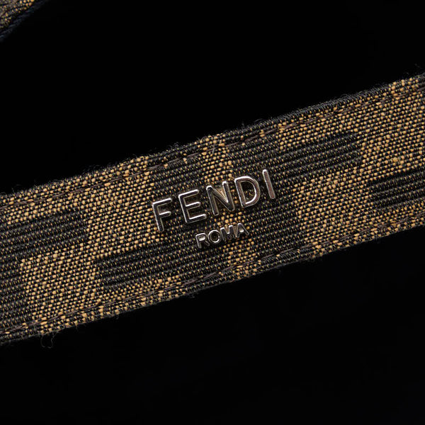 フェンディ ズッカ ベースボールキャップ FXQ768 ブラウン ベージュ キャンバス レザー メンズ FENDI 【中古】