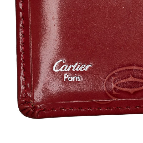 カルティエ ハッピーバースデー 二つ折り財布 L3000347 ピンク レッド エナメル レディース CARTIER 【中古】