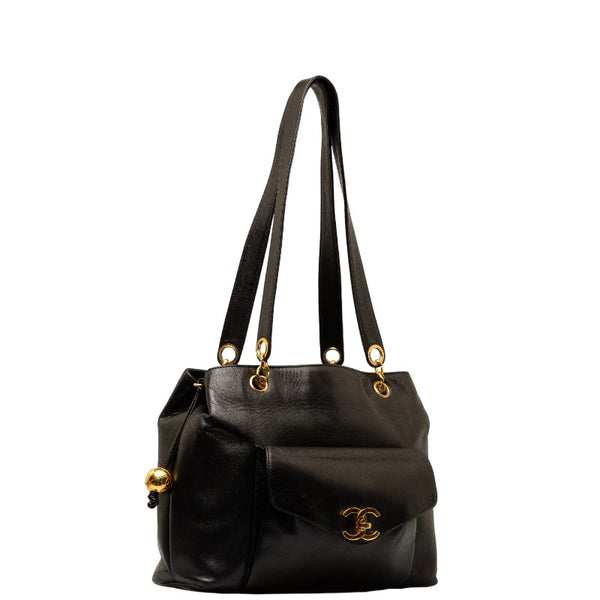 シャネル ココマーク ココボール チェーン トートバッグ ショルダーバッグ ブラック ラムスキン レディース CHANEL 【中古】