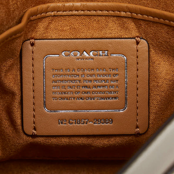 コーチ パーカー 18 ウィズ ボーダー リベット チョーク チェーン ショルダーバッグ 29389 アイボリー ホワイト レザー レディース COACH 【中古】