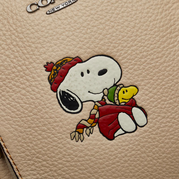 コーチ コラボ スヌーピー ウッドストック トラックパック ショルダーバッグ ボディバッグ CE602 アイボリー ホワイト レザー レディース COACH 【中古】