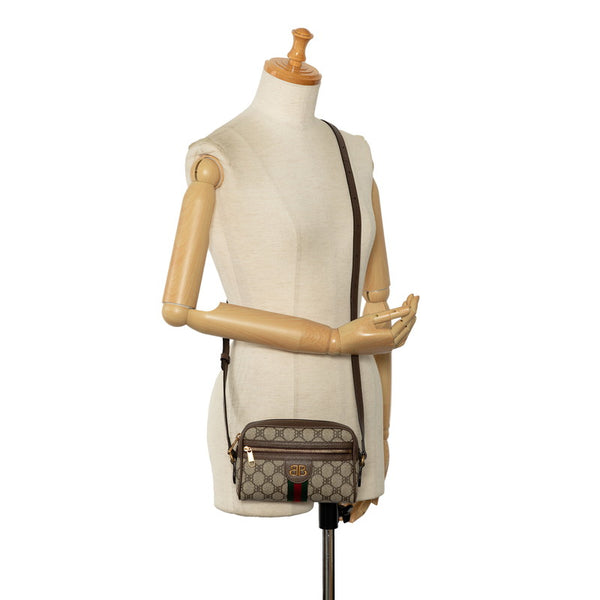 グッチ ×バレンシアガ ザ ハッカープロジェクト GGスプリーム BBロゴ ミニ ショルダーバッグ 680128 ベージュ ブラウン PVC レザー レディース GUCCI 【中古】