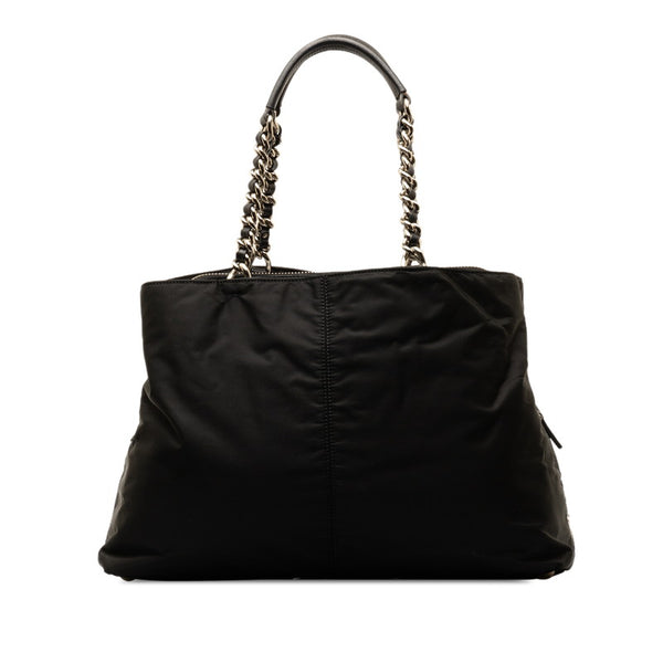 プラダ 三角ロゴプレート チェーンショルダーバッグ BR2211 ブラック ナイロン レザー レディース PRADA 【中古】