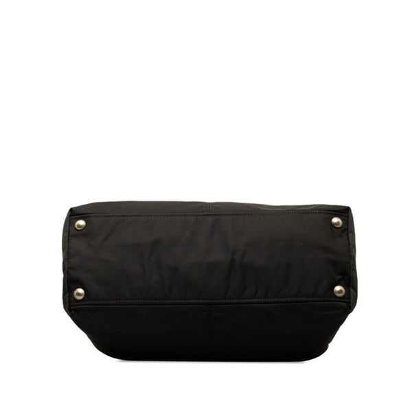 プラダ 三角ロゴプレート チェーンショルダーバッグ BR2211 ブラック ナイロン レザー レディース PRADA 【中古】
