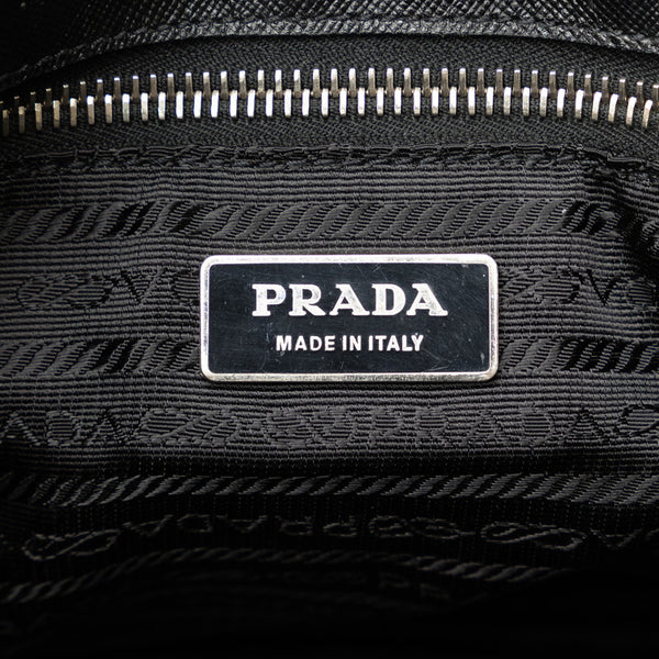 プラダ 三角ロゴプレート チェーンショルダーバッグ BR2211 ブラック ナイロン レザー レディース PRADA 【中古】