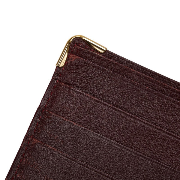 カルティエ マストライン 二つ折り財布 CRL3001368 ワインレッド ゴールド レザー レディース CARTIER 【中古】